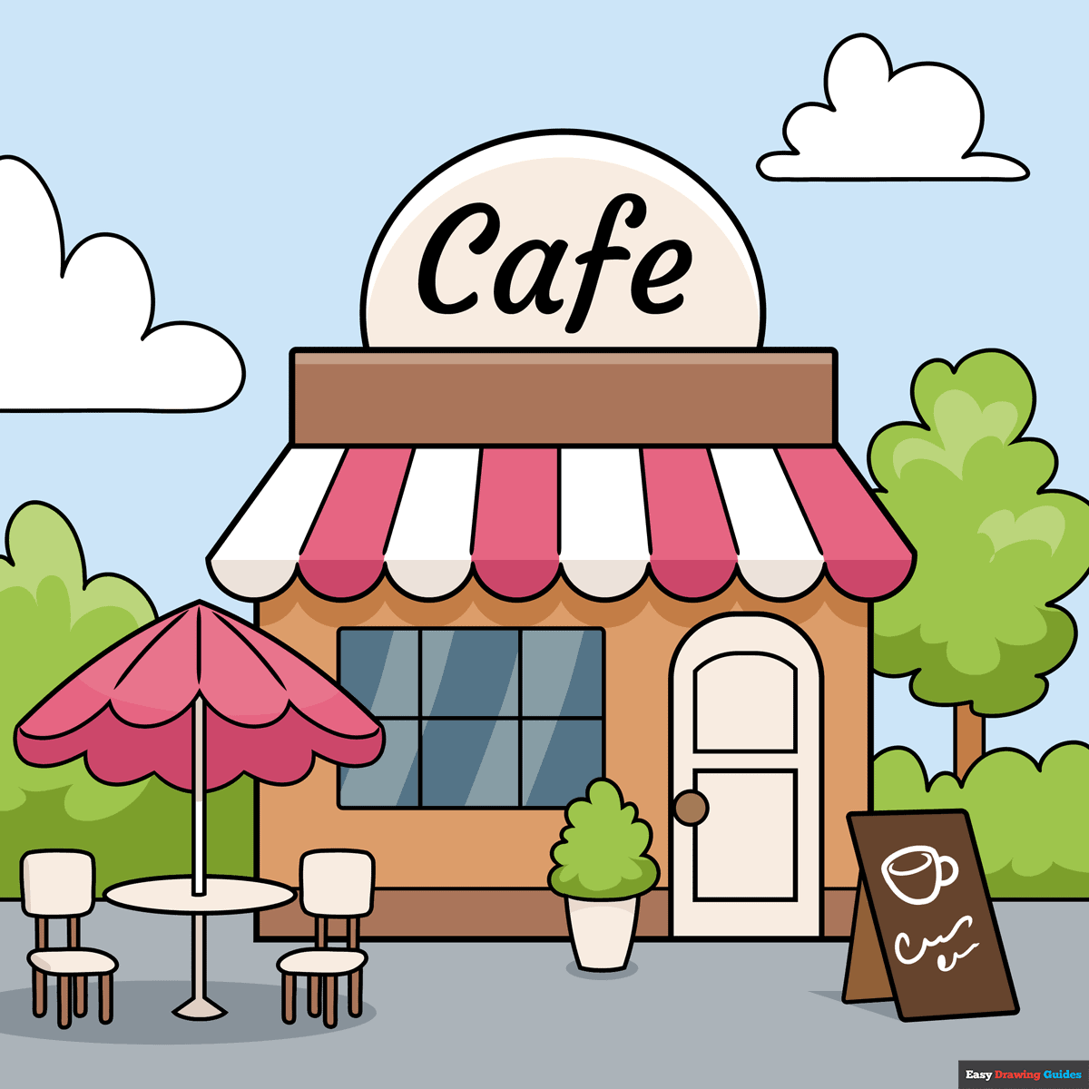 How to draw a cafe