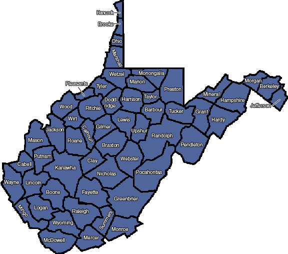 West virginia county quiz and games