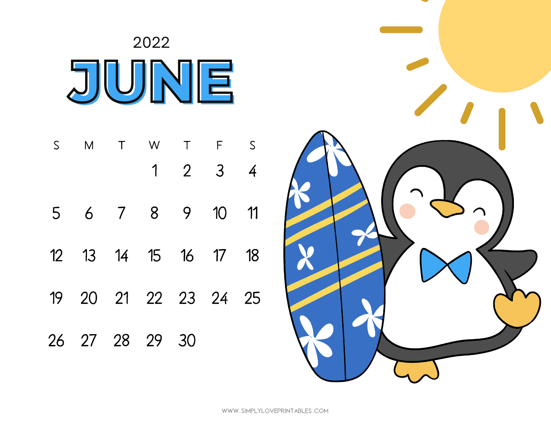 Free june calendar simply love printables