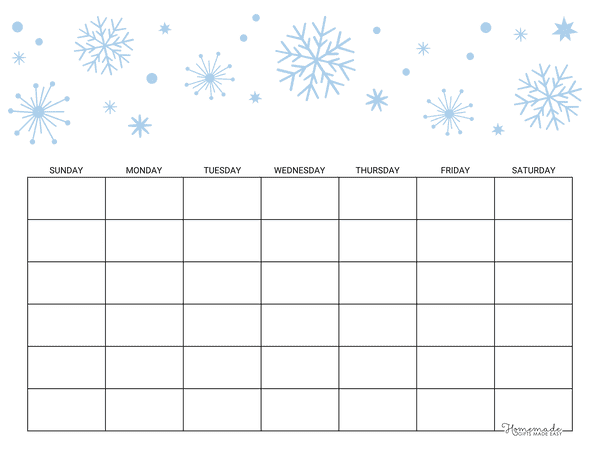Printable blank calendar templates