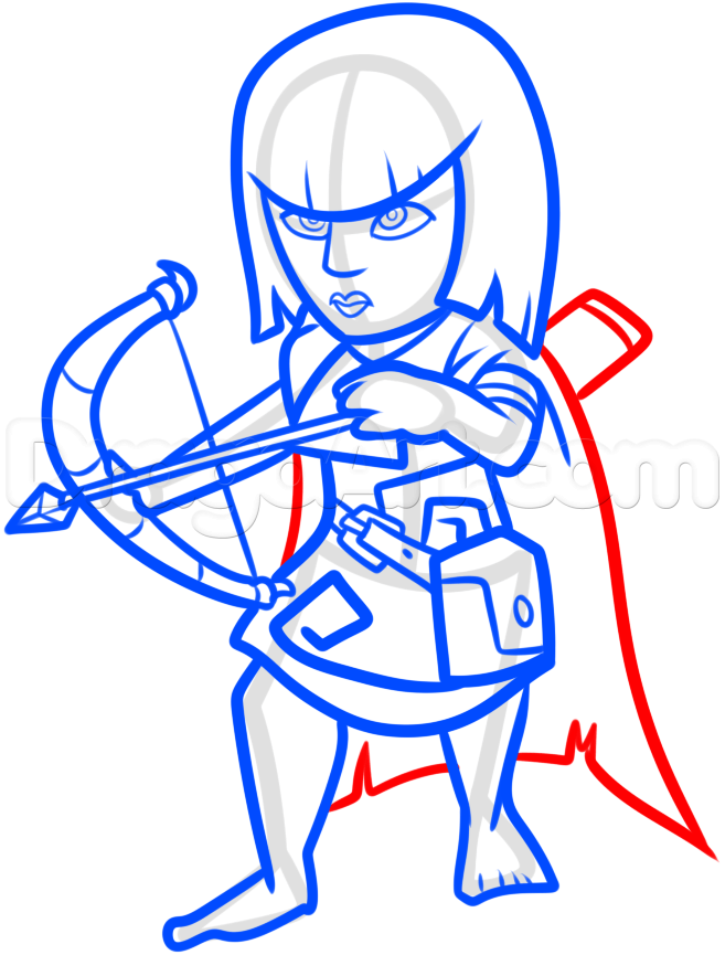 How to draw clash of clans archer step by step video game characters pop culture free online drawing tutorial addedâ clash of clans drawings online drawing