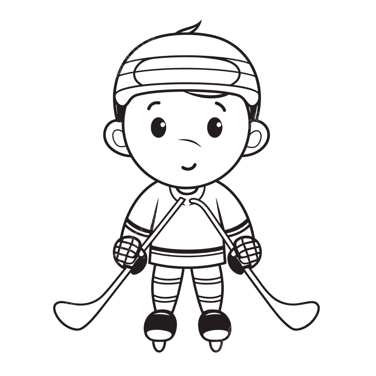 Cartoon coloring page of a boy hockey player coloring page outline sketch drawing vector car drawing cartoon drawing wing drawing png and vector with transparent background for free download