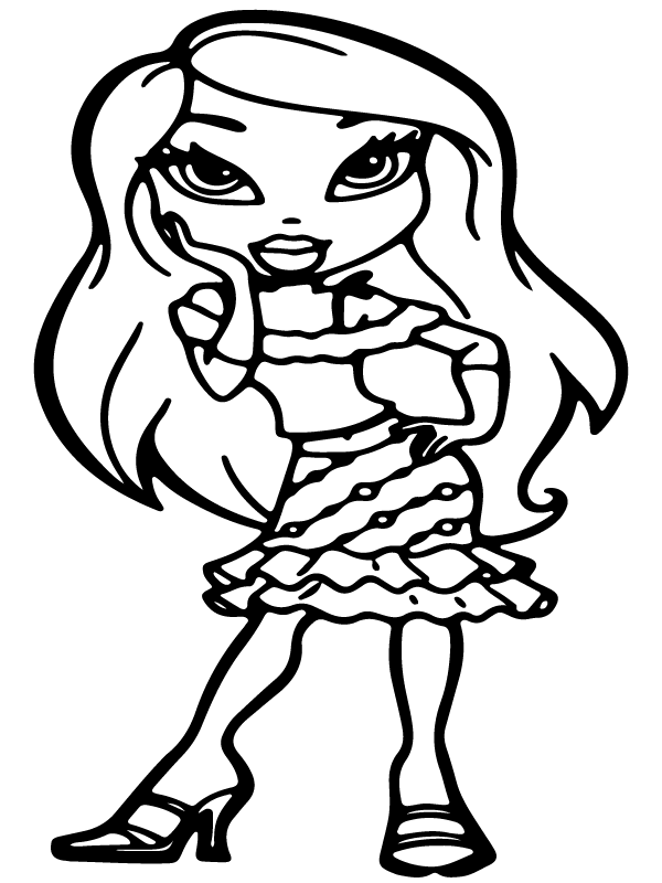 Pleasant bratz cheerleading coloring page