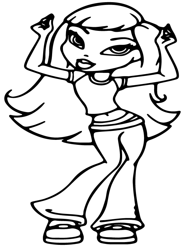 Pretty bratz cheerleading coloring page