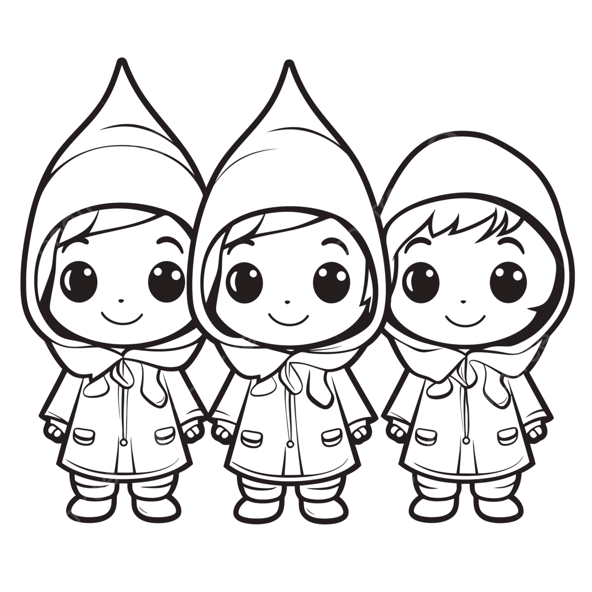 Three little gnomes coloring pages for kids outline sketch drawing vector wing drawing ring drawing kid drawing png and vector with transparent background for free download