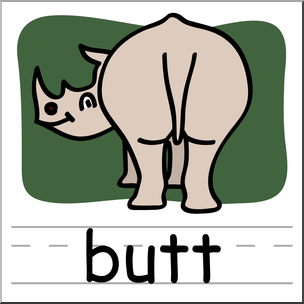 Clip art basic words butt color labeled i