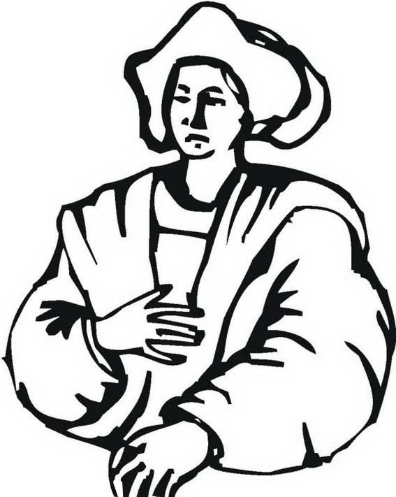 Columbus half body figure on columbus day coloring page â