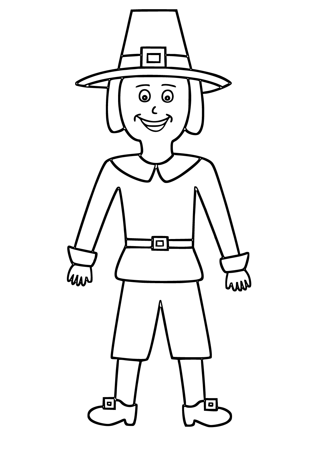 Free printable pilgrim easy coloring page sheet and picture for adults and kids girls and boys