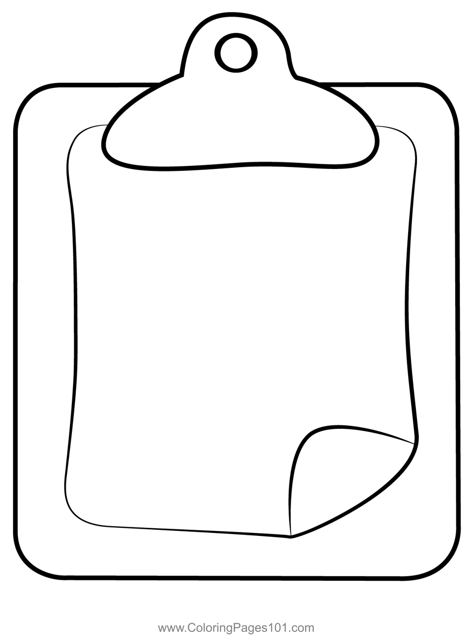 Paper clipboard coloring page for kids