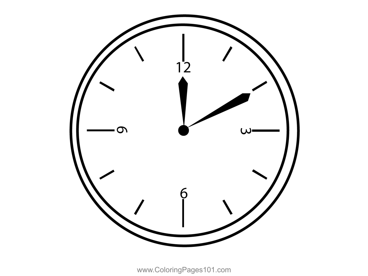 Time clock coloring page for kids