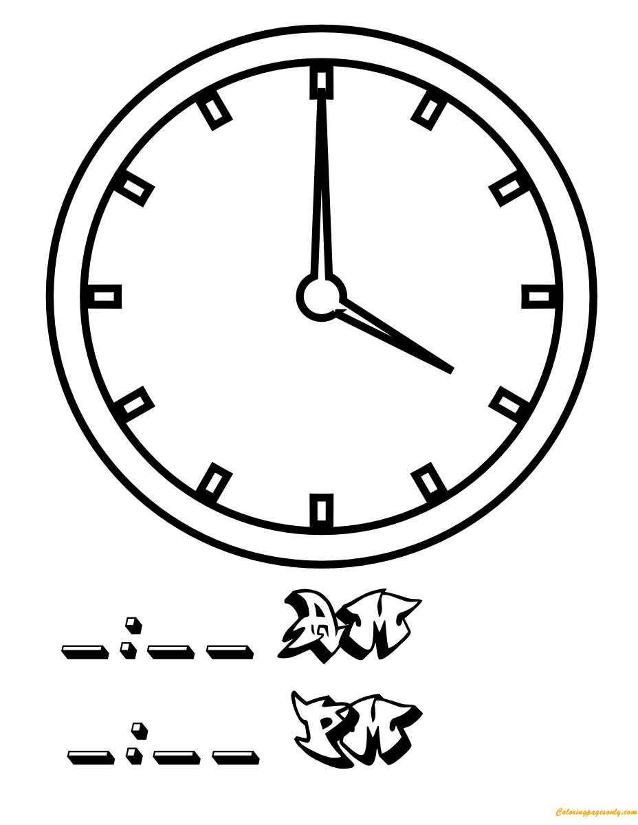Clock coloring pages