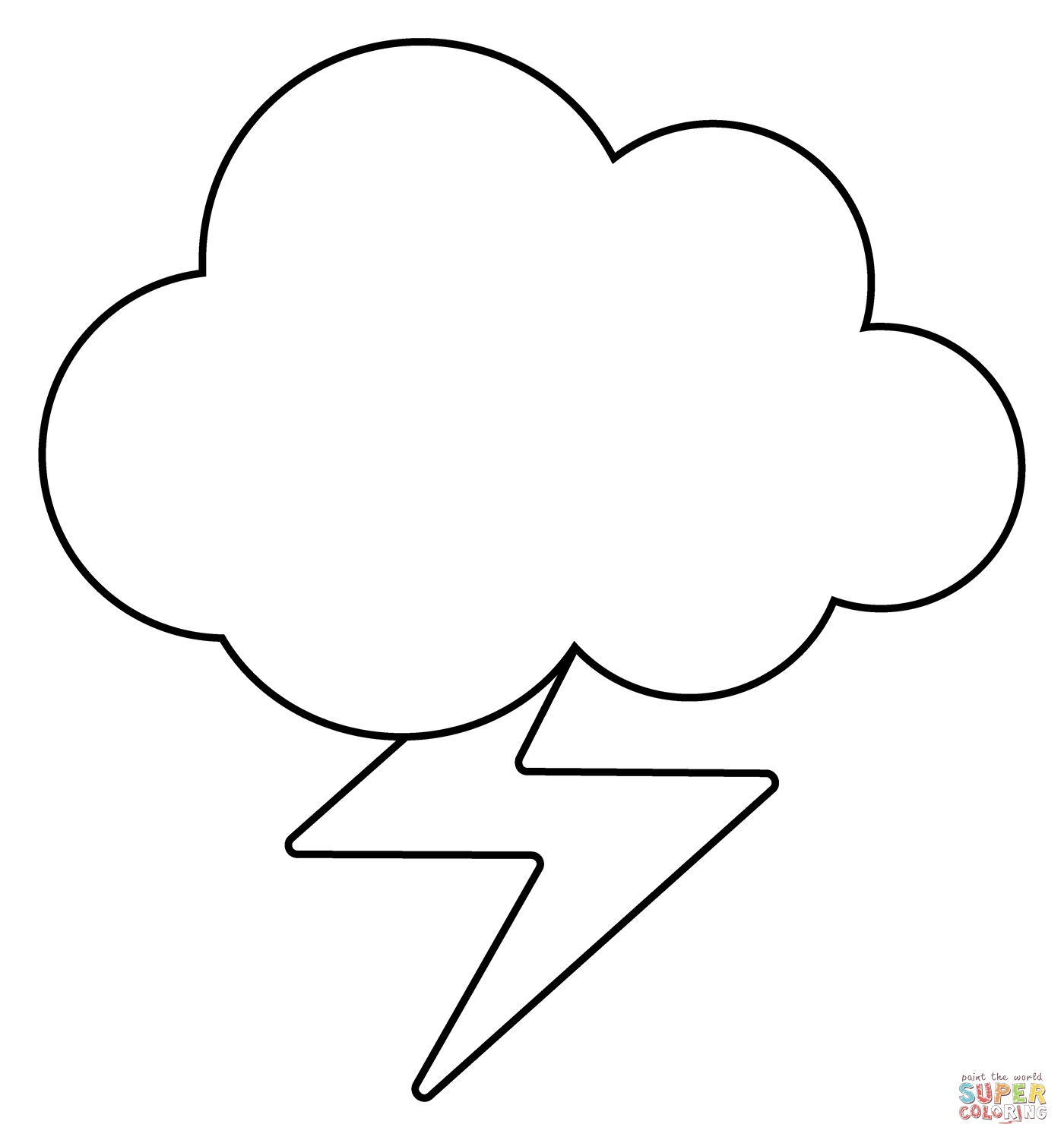 Cloud with lightning emoji coloring page free printable coloring pages