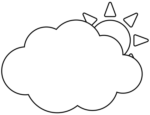 Sun behind large cloud emoji coloring page free printable coloring pages