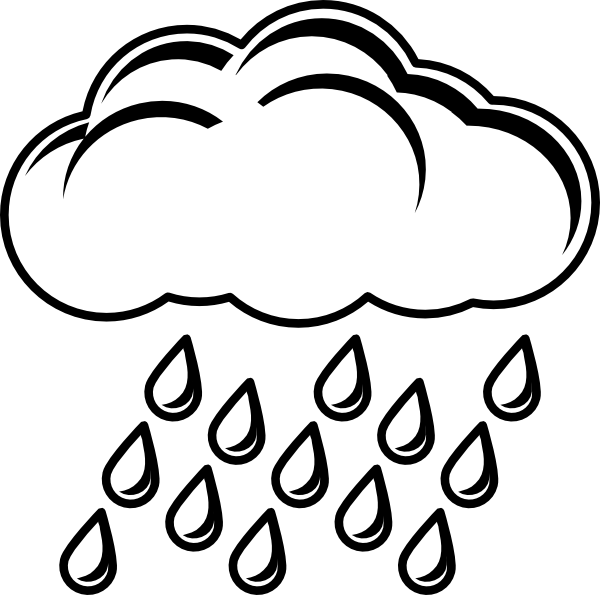 Cloud with rain outline clip art at