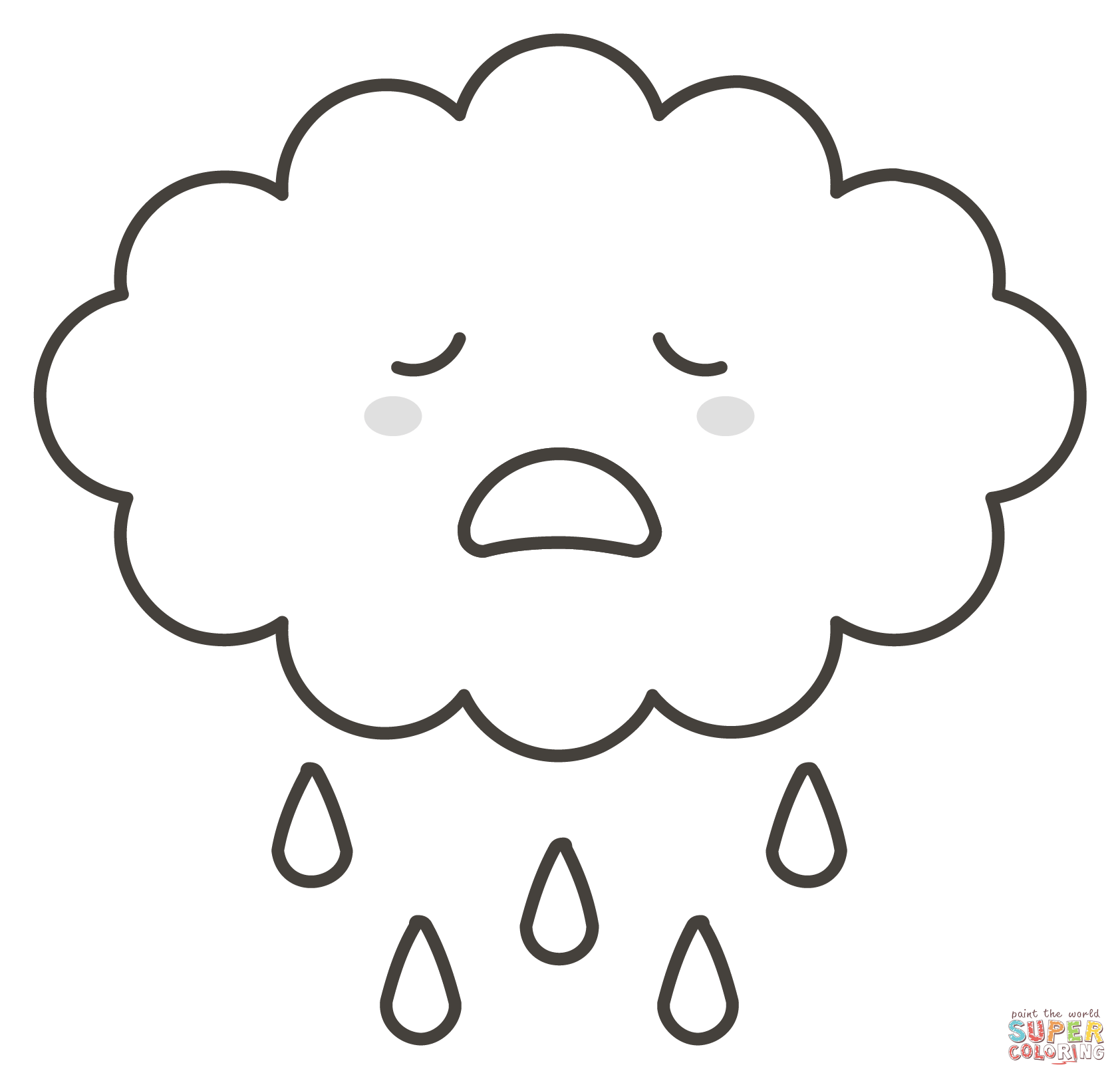 Cloud with rain coloring page free printable coloring pages
