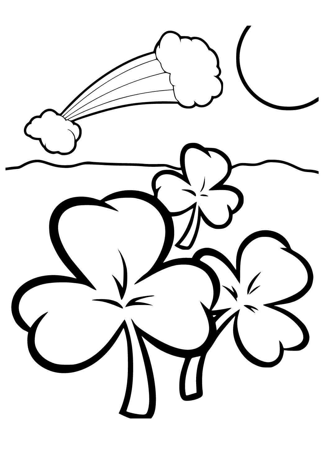 Free printable shamrock rainbow coloring page for adults and kids