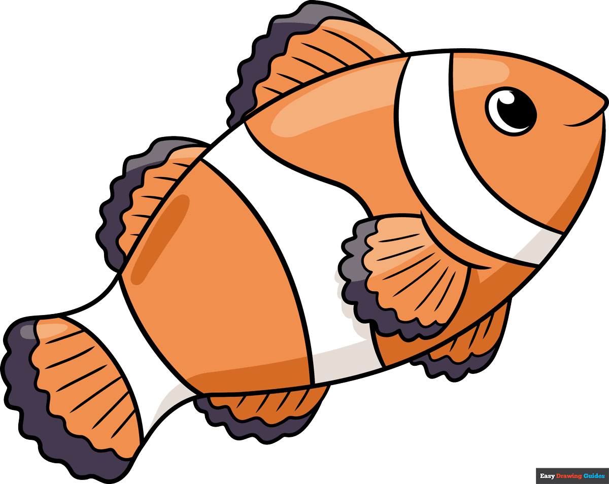 How to draw an easy clownfish