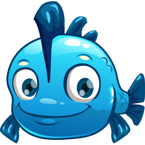 Blue fish cartoon fish cute doodles drawings cartoon elephant