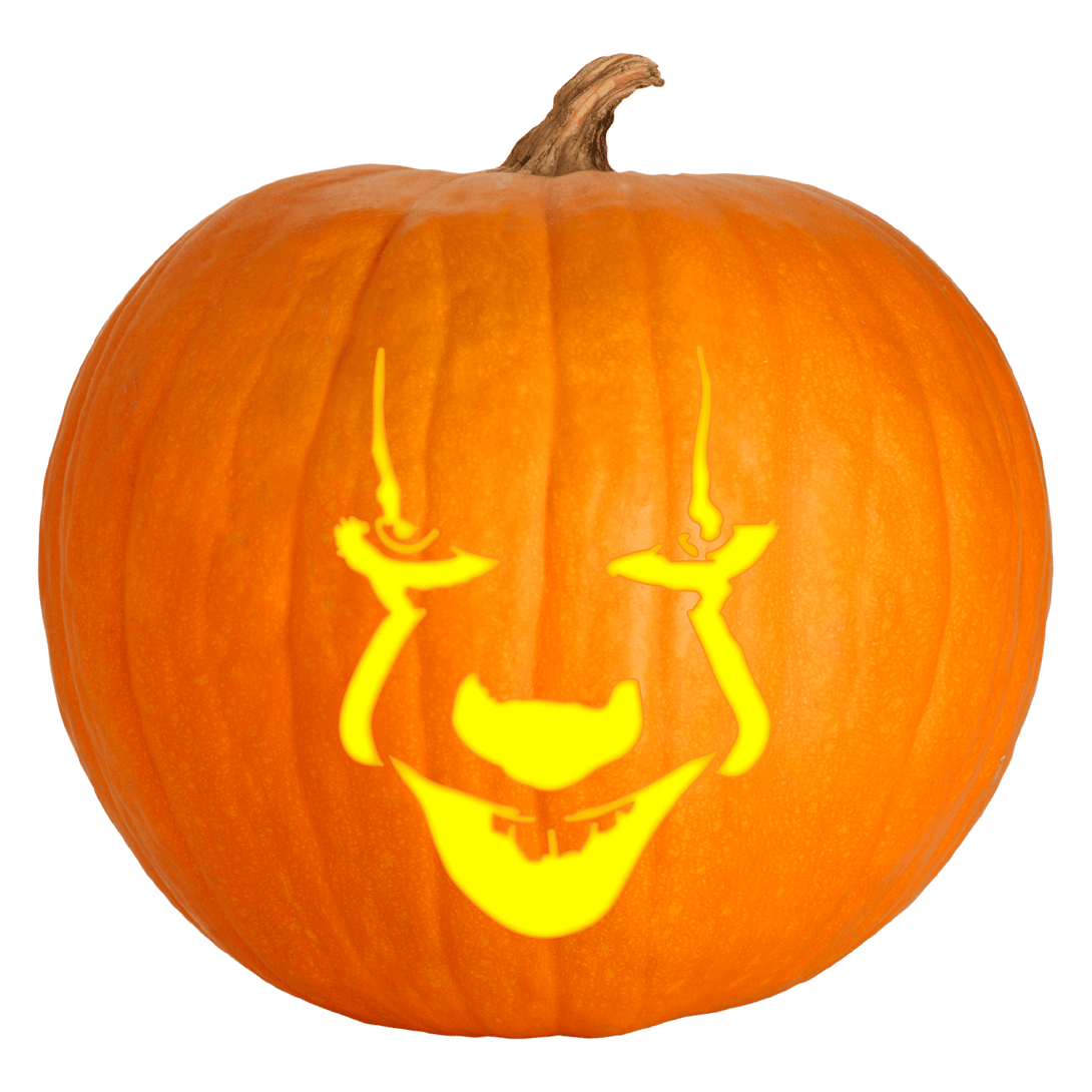 Evil carnival clown curse pumpkin carving stencil