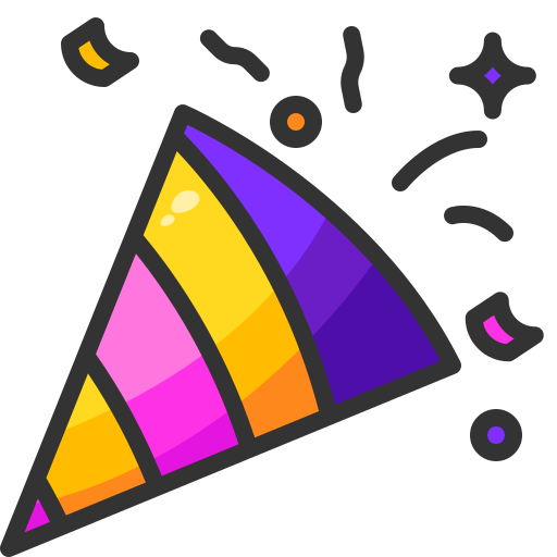 Party popper generic outline color icon