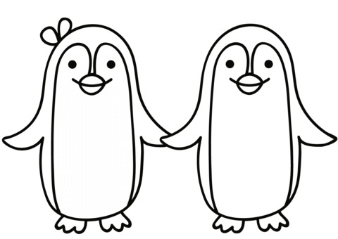 Penguin couple coloring page free printable coloring pages