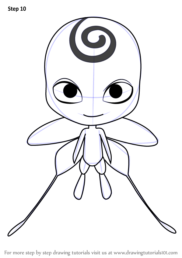 Learn how to draw nooroo kwami from miraculous ladybug miraculous ladybug step by step drawing tutoriaâ ladybug art ladybug coloring page miraculous ladybug
