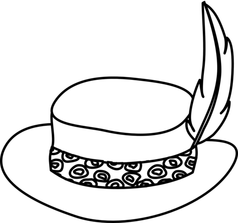 Dibujo de elegante sombrero con pluma para colorear dibujos para colorear imprimir gratis