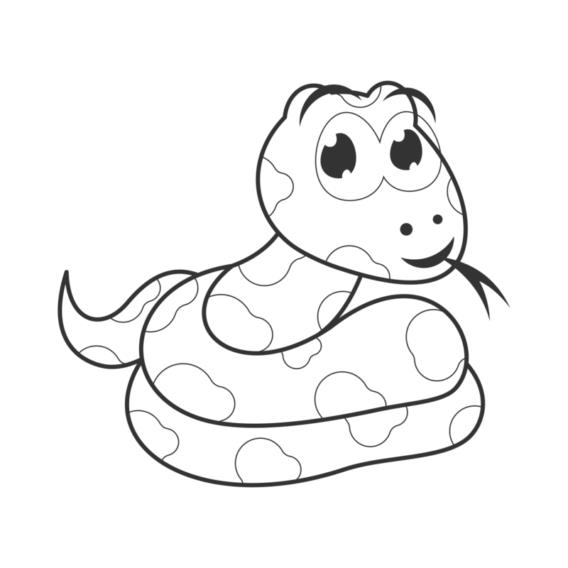 Vector illustration of cartoon snake for coloring png images ai free download