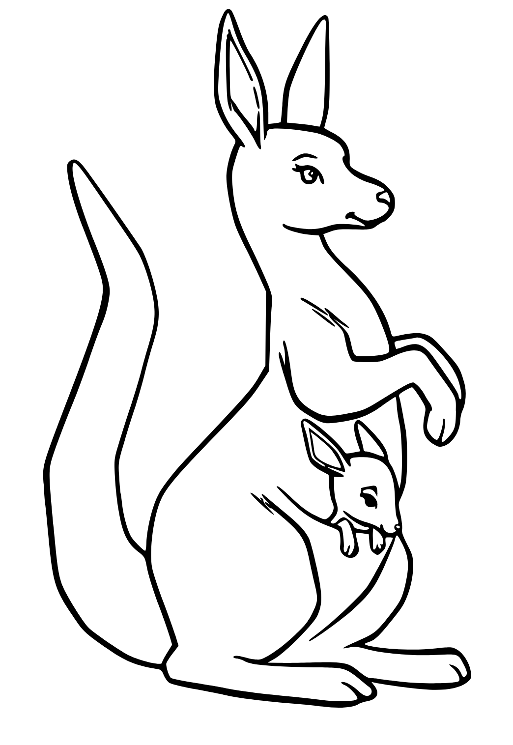 Free printable kangaroo family coloring page for adults and kids