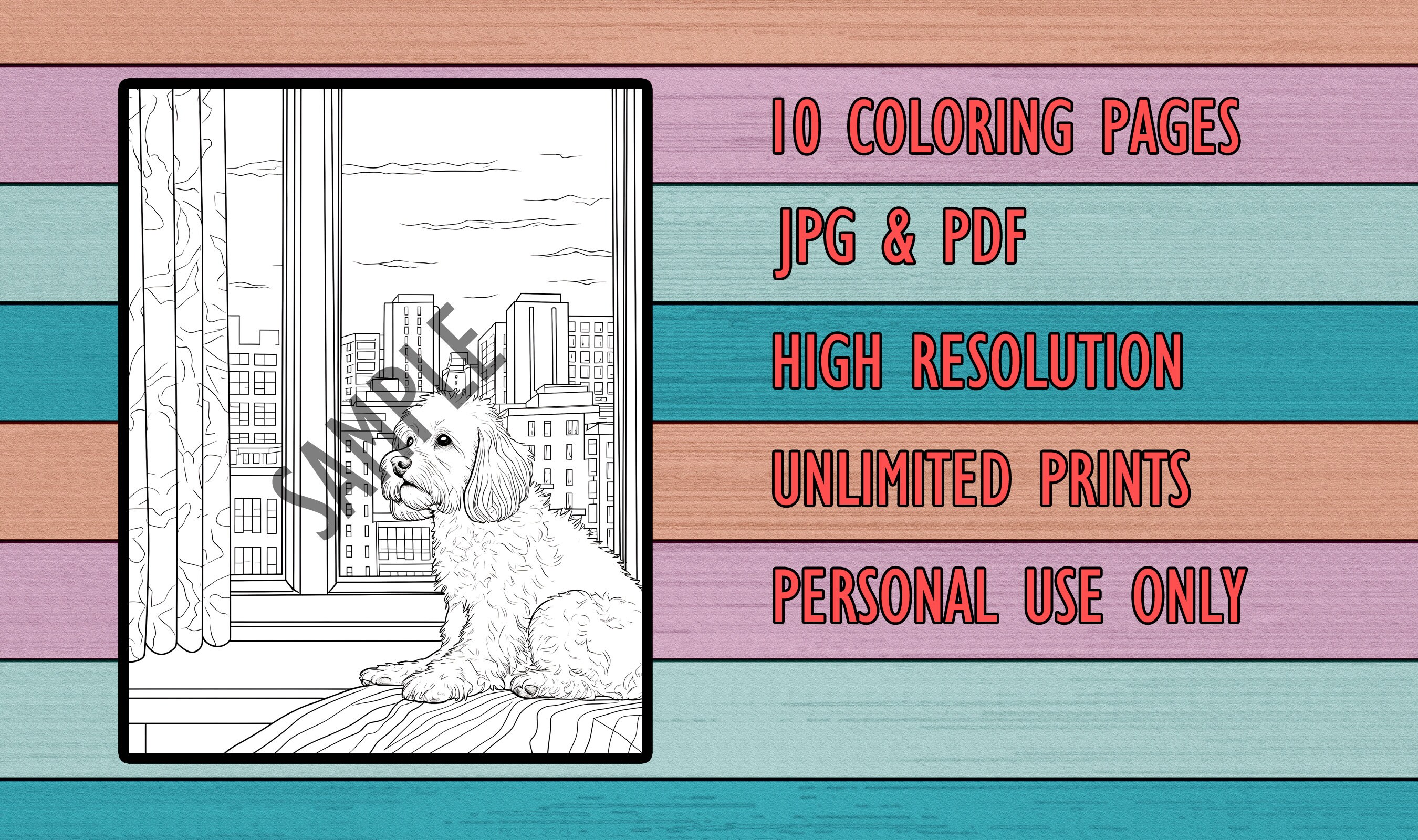 Cockapoo coloring pages set dog coloring pages for adults dog coloring pages printable stress relief coloring pages