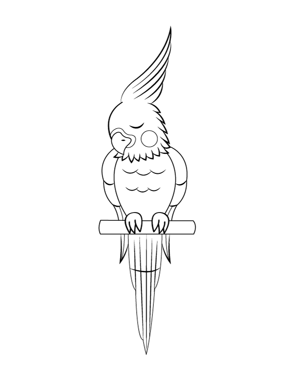 Printable sleeping cockatiel coloring page