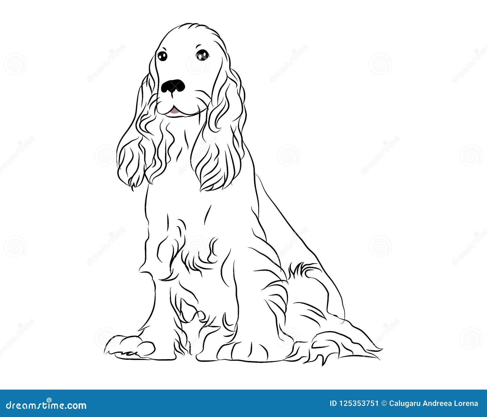 Cocker spaniel cute dog coloring page stock vector