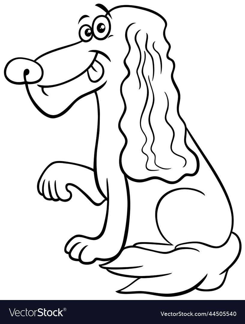 Cartoon cocker spaniel dog character coloring page