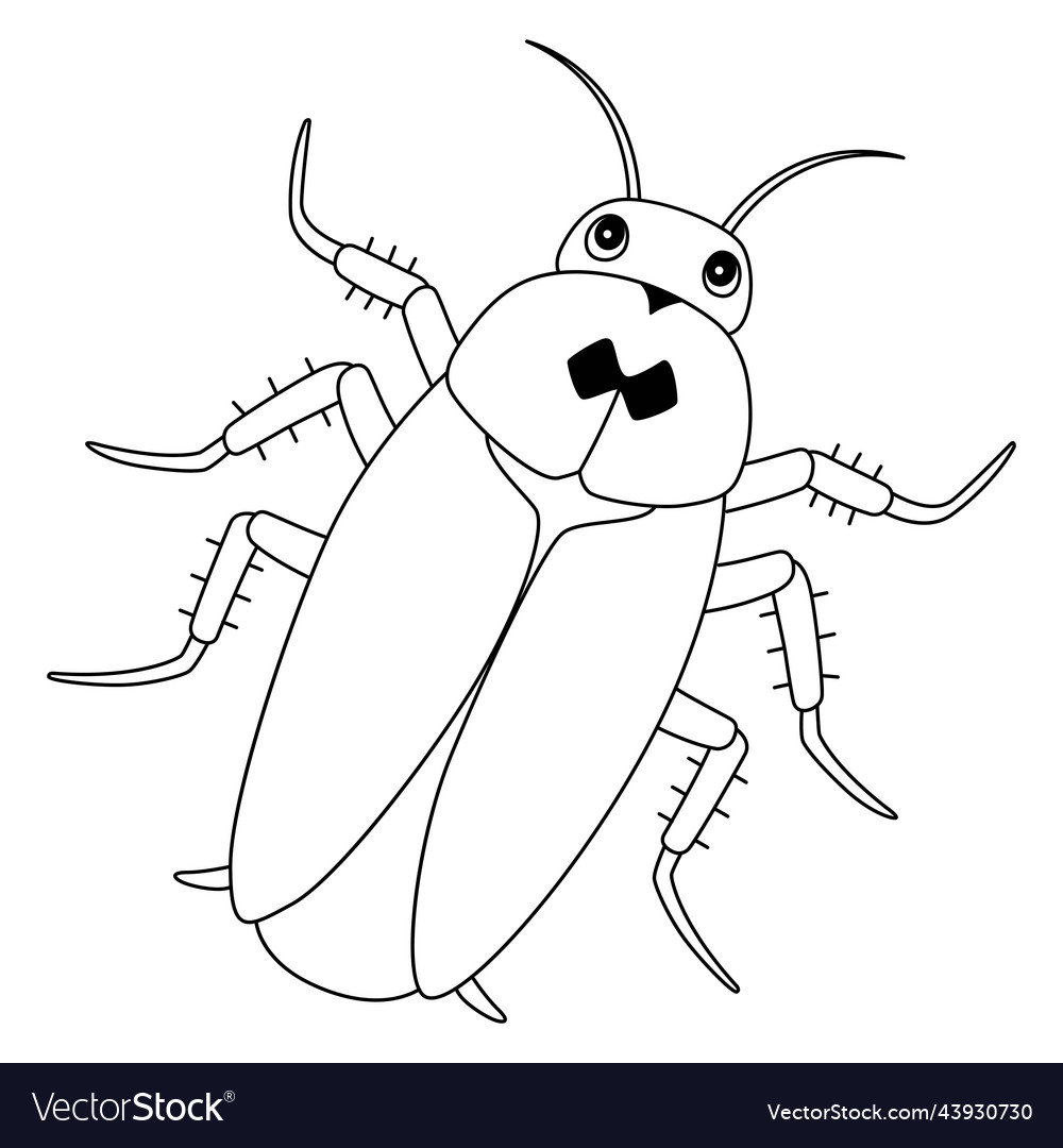 Cockroach animal isolated coloring page for kids vector image