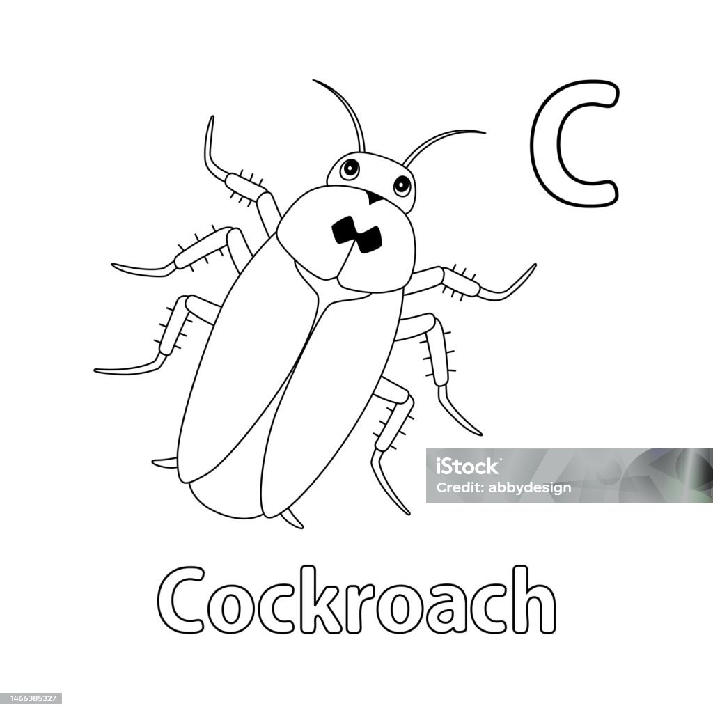 Cockroach alphabet abc isolated coloring page c stock illustration