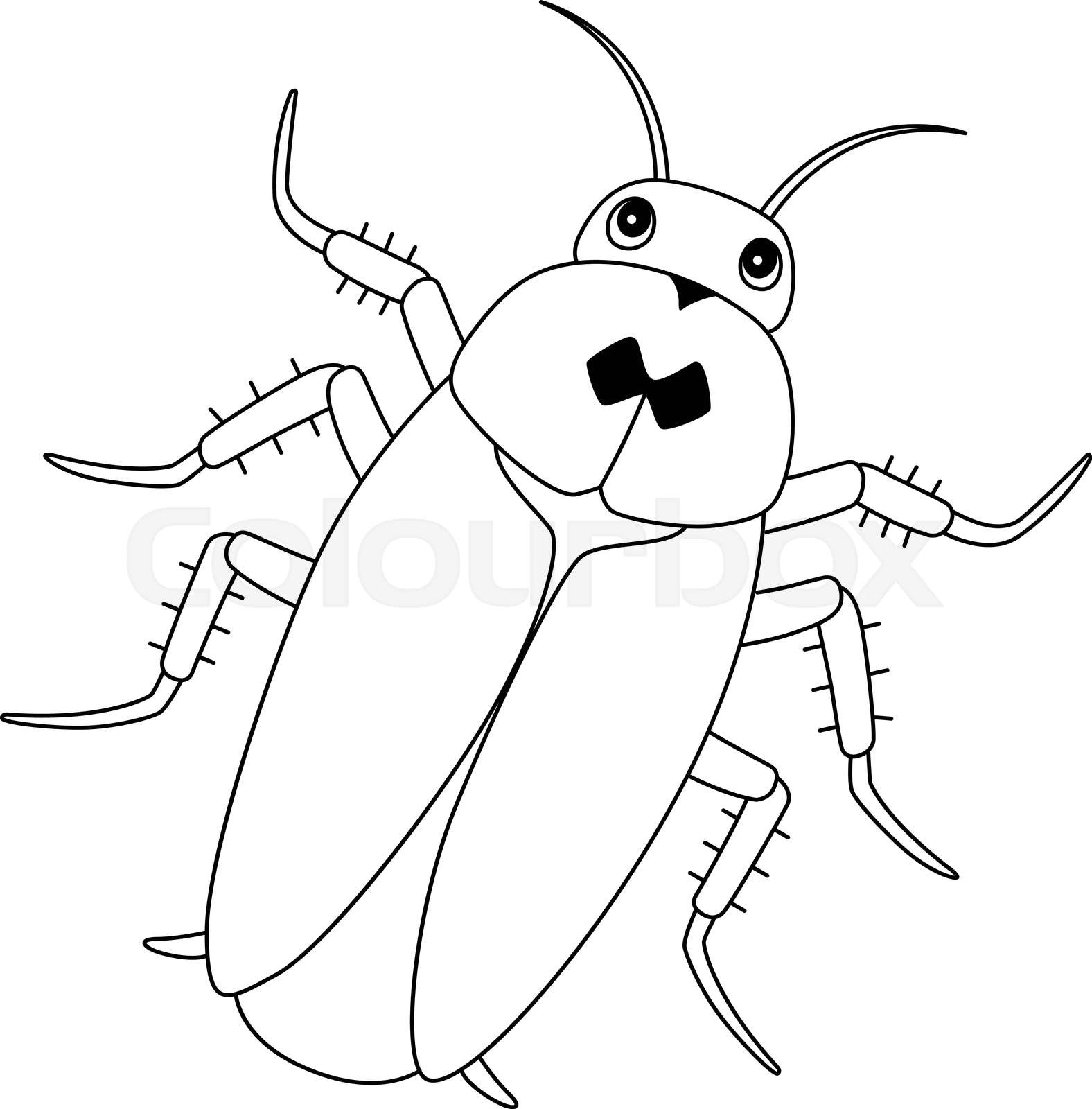 Cockroach animal isolated coloring page for kids stock vector