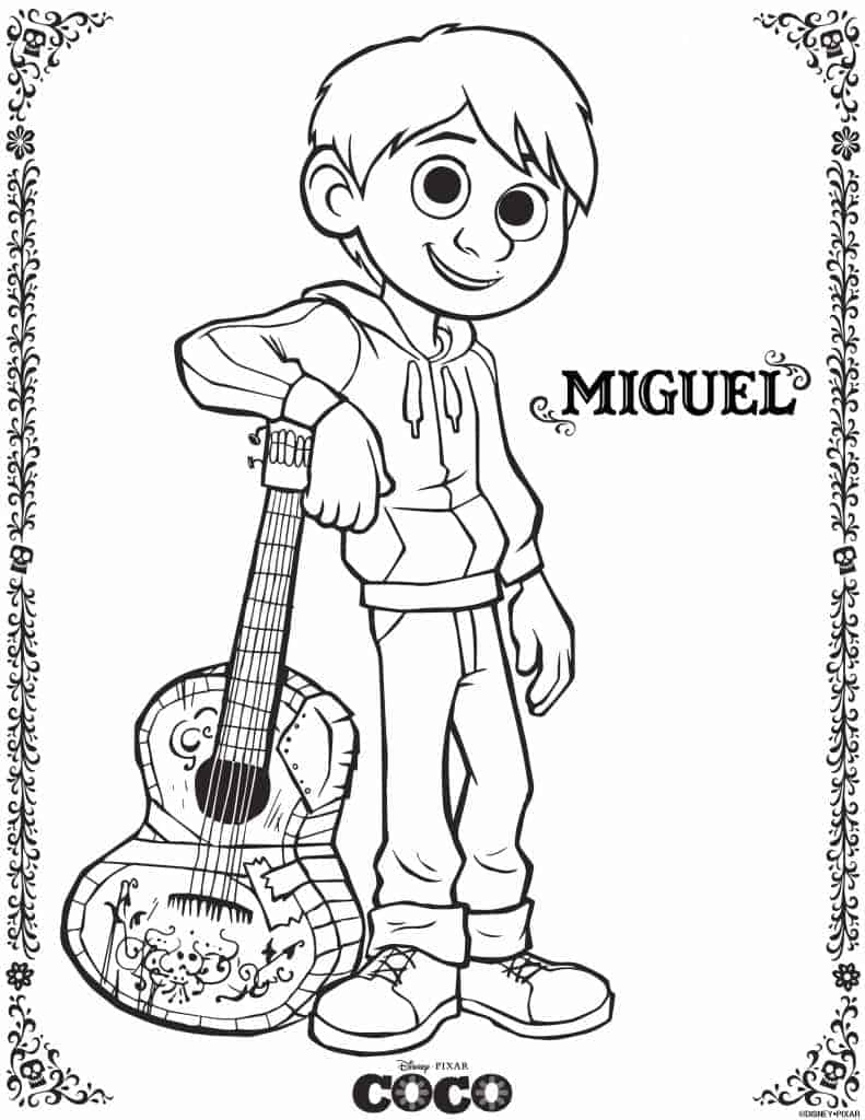 Free printable pixar coco coloring pages