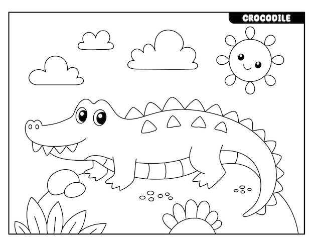 Premium vector cute jellyfish coloring page for kids
