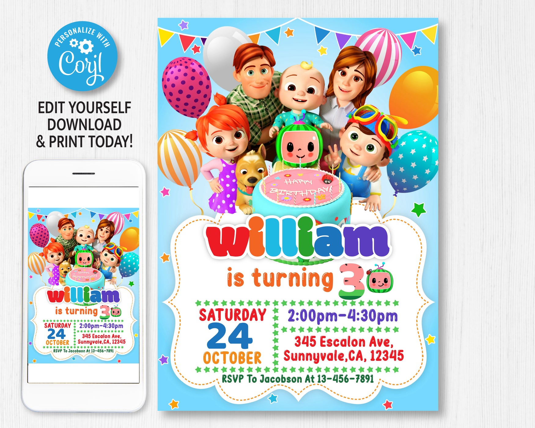 Coelon invitation digital coelon birthday invitation coelon invites digital invite card invite boy birthday â