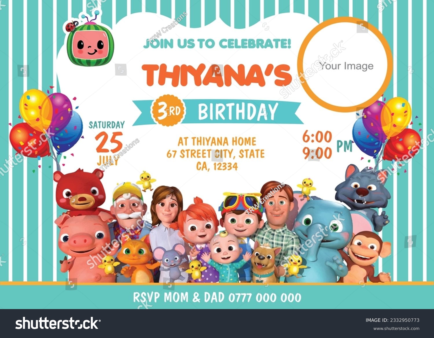 Coelon birthday card birthday invitation thank stock vector royalty free