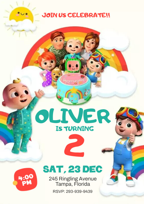 Coelon birthday invitation template