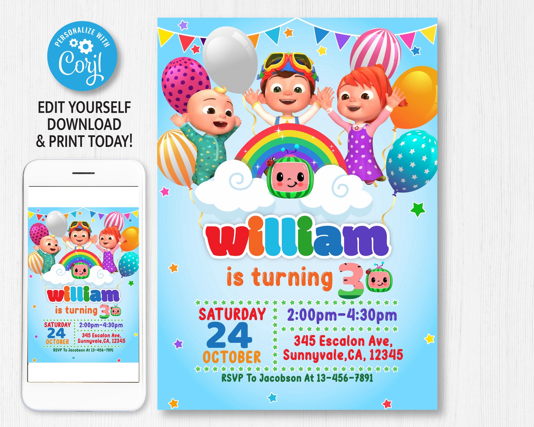 Coelon invitation digital coelon birthday invitation coelon invites digital invite card invite boy birthday â