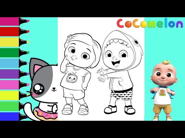 Coloring cocoelon jj baby shark nina yoyo coloring book pages sprinkled donuts jr