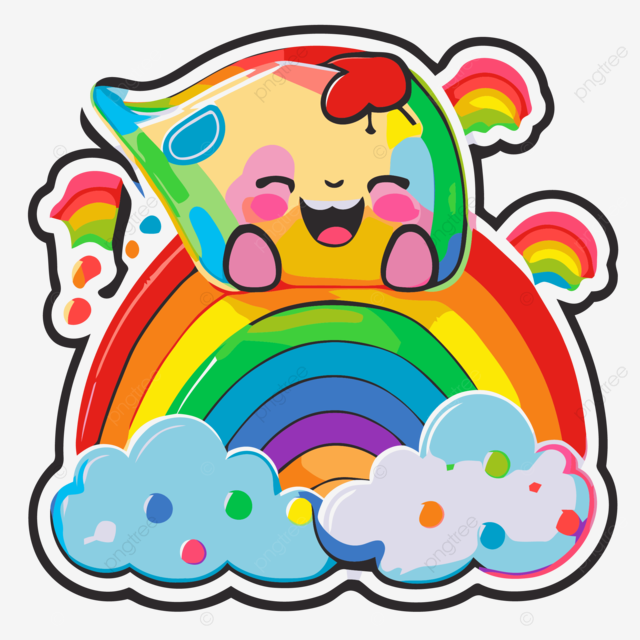 The sticker shows a cheerful rainbow character vector clipart coelon rainbow coelon rainbow clipart cartoon coelon rainbow png and vector with transparent background for free download