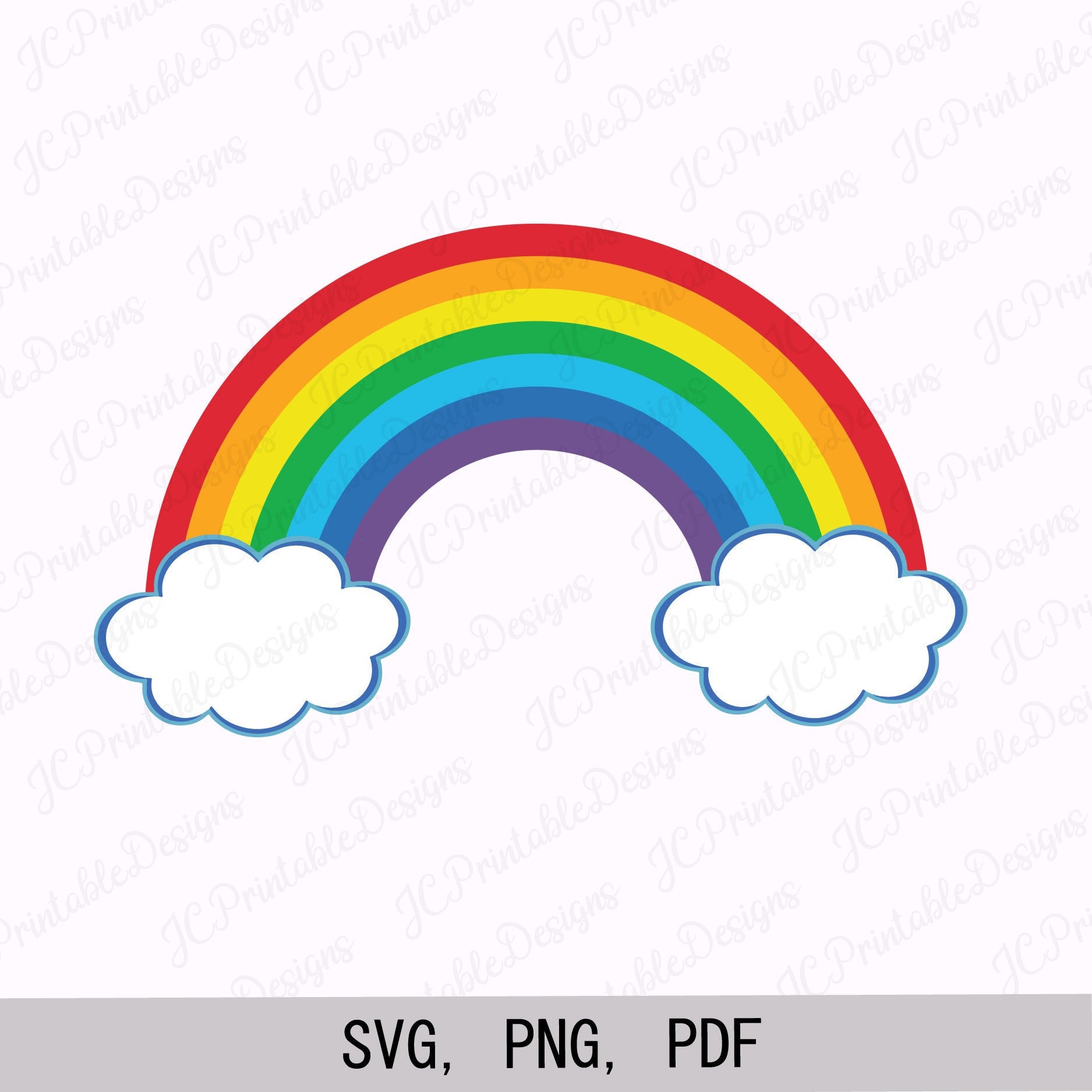 Rainbow svg rainbow and clouds rainbow clipart instant download