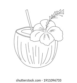 Coconut juice sketch coloring on white stock vector royalty free