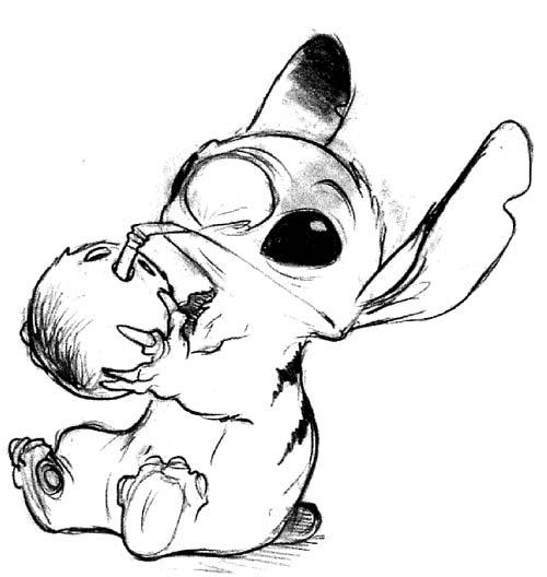 Stitch drinking coconut milk by pirategirlmalien on