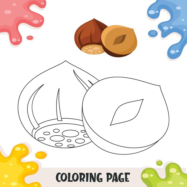 Premium vector coloring pages for kids with hazelnut illustration