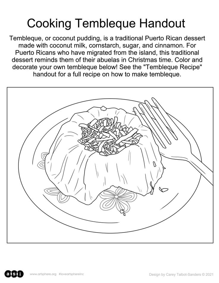 Tembleque coloring sheet recipe tembleque coconut pudding recipes