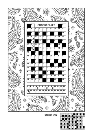 Puzzle and coloring activity page for grown